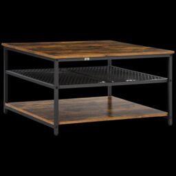 Rafaelo Mobilia Industrial 3 Tier Rustic Coffee Table Living Room Furniture in Brown - thumbnail 5