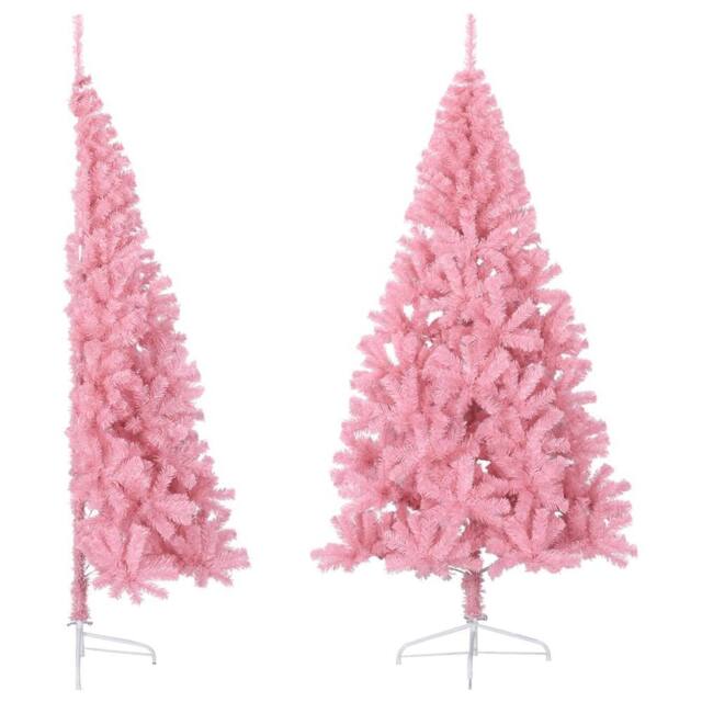 Berkfield Home Artificial Half Christmas Tree with Stand Pink 240 cm PVC - image 1