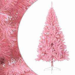 Berkfield Home Artificial Half Christmas Tree with Stand Pink 240 cm PVC - thumbnail 2
