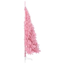 Berkfield Home Artificial Half Christmas Tree with Stand Pink 240 cm PVC - thumbnail 4
