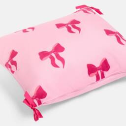 OHS 2 x Bows Matte Velvet Cushion Covers Home Decor in Pink - Size: 45 cm x 45 cm - thumbnail 5