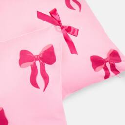OHS 2 x Bows Matte Velvet Cushion Covers Home Decor in Pink - Size: 45 cm x 45 cm - thumbnail 4
