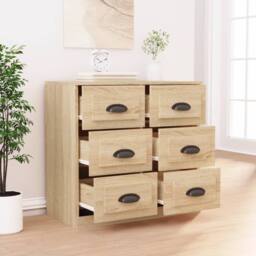 Berkfield Home Sideboard Sonoma Oak 70x35.5x67.5 cm Engineered Wood in Light Tan - thumbnail 3