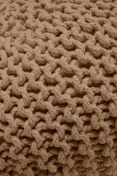 Snug City Knitted Pouffe Chunky Round Footstool Ottoman 100% Cotton Handmade in Tan - thumbnail 5