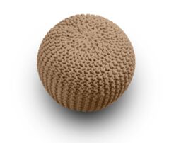 Snug City Knitted Pouffe Chunky Round Footstool Ottoman 100% Cotton Handmade in Tan - thumbnail 3