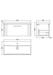 Balterley Wall Hung 1 Drawer Vanity Unit - Thin-Edge Basin 800mm, Satin Green - thumbnail 8