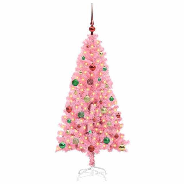 Berkfield Home Lush Christmas Tree with 150 LEDs with Stand Pink 150 cm PVC - image 1
