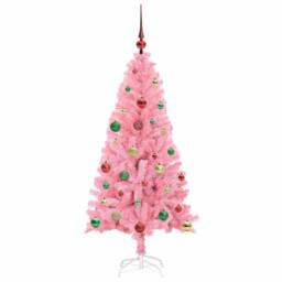 Berkfield Home Lush Christmas Tree with 150 LEDs with Stand Pink 150 cm PVC - thumbnail 6