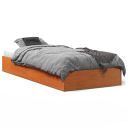 Berkfield Home Bed Frame without Mattress Wax Brown 75x190 cm Small Single Solid Wood Pine - thumbnail 1