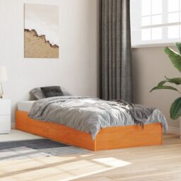Berkfield Home Bed Frame without Mattress Wax Brown 75x190 cm Small Single Solid Wood Pine - thumbnail 3
