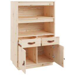 Berkfield Home Highboard 67x40x108.5 cm Solid Wood Pine in Natural - thumbnail 7