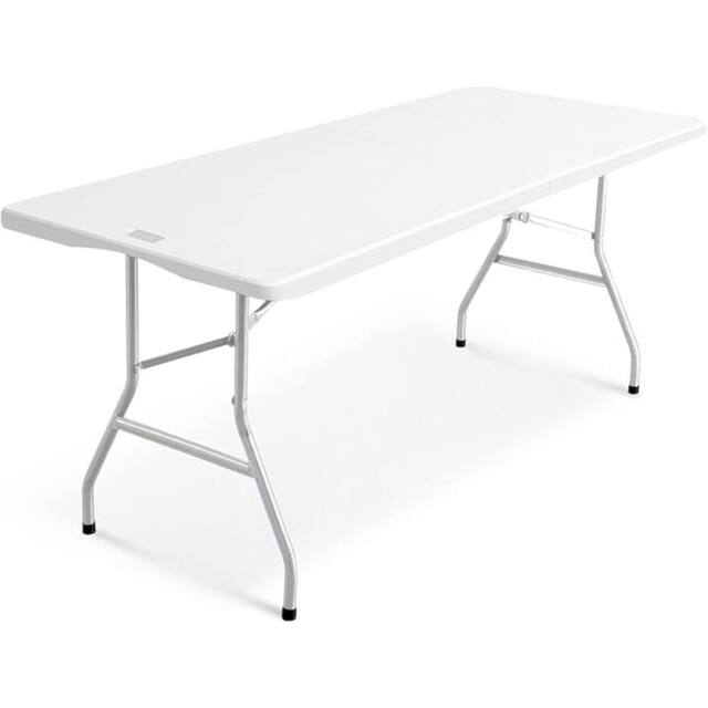 Keplin 6ft Folding Table - Portable, Waterproof, Indoor/Outdoor, 180x70x74cm in White - Size: 180 x 70 x 74 cm - image 1