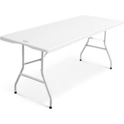 Keplin 6ft Folding Table - Portable, Waterproof, Indoor/Outdoor, 180x70x74cm in White - Size: 180 x 70 x 74 cm