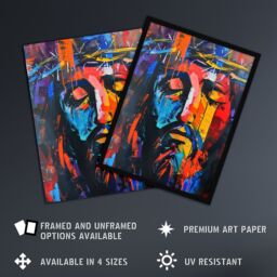 Artery8 Jesus Portrait Thorn Crown Modern Portrait Framed Art Print - Size: A4 - thumbnail 2