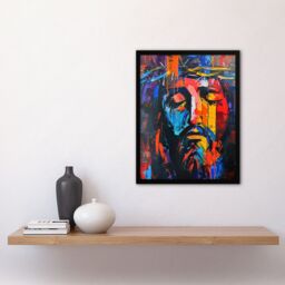 Artery8 Jesus Portrait Thorn Crown Modern Portrait Framed Art Print - Size: A4 - thumbnail 4