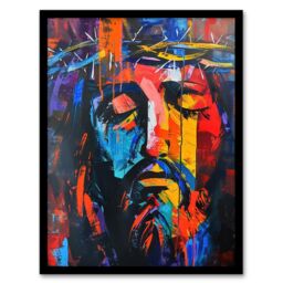 Artery8 Jesus Portrait Thorn Crown Modern Portrait Framed Art Print - Size: A4 - thumbnail 1