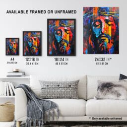 Artery8 Jesus Portrait Thorn Crown Modern Portrait Framed Art Print - Size: A4 - thumbnail 3