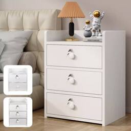 Ventryn Wooden 3-Drawer Nightstand Bedroom Storage Bedside Cabinet Side Table in White