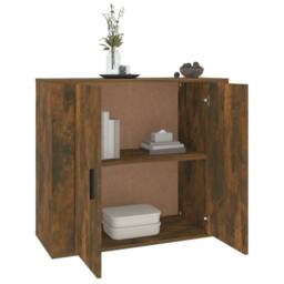 Berkfield Home Sideboard Smoked Oak 80x33x70 cm Engineered Wood in Brown - Size: 80 x 33 x 70 cm - thumbnail 6