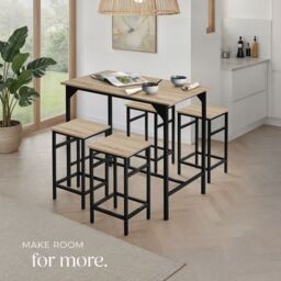 tectake Dining Table With 4 Bar Stools Edinburgh in Light Oak - Size: 4 Person - thumbnail 7