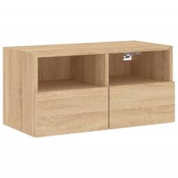 Berkfield Home Versatile 4 Piece TV Wall Units Sonoma Oak Engineered Wood in Light Brown - thumbnail 7