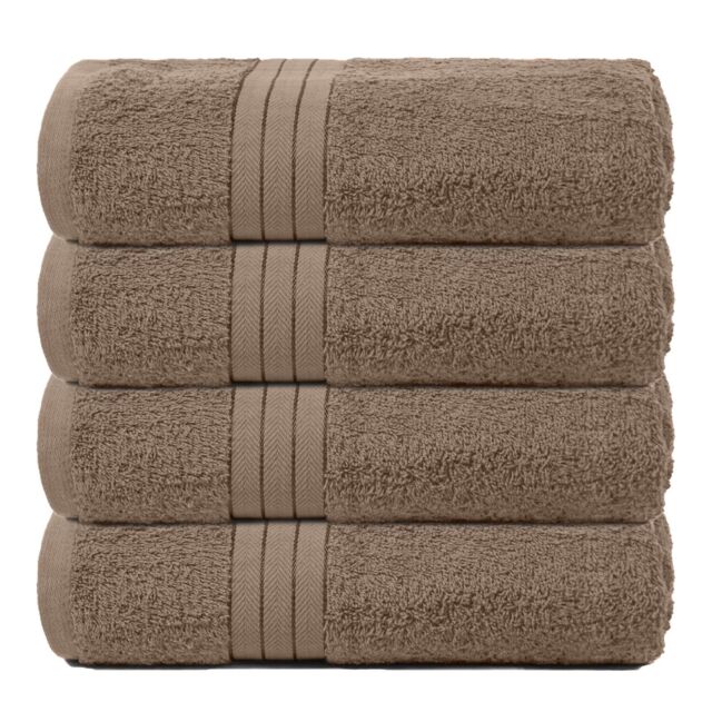 OHS 4 Pack of 100% Cotton Bathroom Bath Towel in Light Beige - image 1
