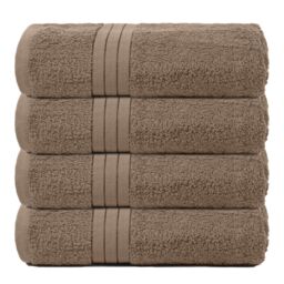 OHS 4 Pack of 100% Cotton Bathroom Bath Towel in Light Beige - thumbnail 1