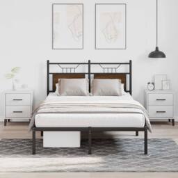 Berkfield Home Bed Frame without Mattress Brown Oak 120x200 cm Engineered Wood - Size: Small Double - thumbnail 4