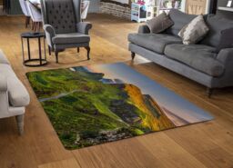 Benjamin Tate Design Panorama Of Quiraing Mountains Sunset At Isle Of Skye, Scottish Highlands Designer Rug in Natural - Size: Large - thumbnail 2