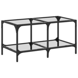 Berkfield Home Coffee Table with Transparent Glass Top 78.5x40x40 cm Steel in Brown - thumbnail 2