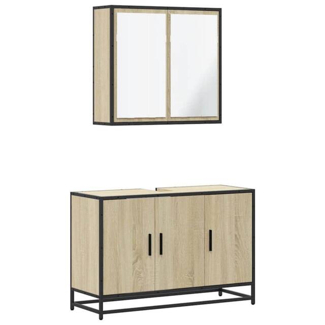 Berkfield Home 2 Piece Bathroom Furniture Set Sonoma Oak Engineered Wood in Brown - image 1
