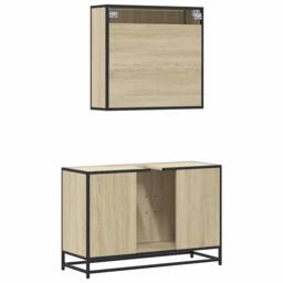Berkfield Home 2 Piece Bathroom Furniture Set Sonoma Oak Engineered Wood in Brown - thumbnail 7