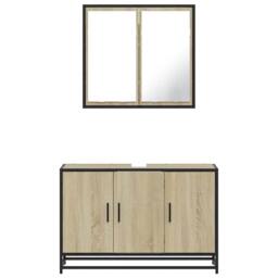 Berkfield Home 2 Piece Bathroom Furniture Set Sonoma Oak Engineered Wood in Brown - thumbnail 5