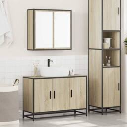 Berkfield Home 2 Piece Bathroom Furniture Set Sonoma Oak Engineered Wood in Brown - thumbnail 3