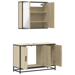 Berkfield Home 2 Piece Bathroom Furniture Set Sonoma Oak Engineered Wood in Brown - thumbnail 8