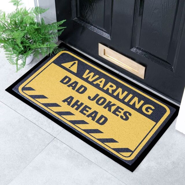 Artsy Mats Dad Jokes Ahead Indoor & Outdoor Doormat - 70x40cm in Yellow - Size: 40 cm x 70 cm - image 1