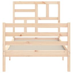 Berkfield Home Bed Frame with Headboard 100x200 cm Solid Wood in Brown - thumbnail 6