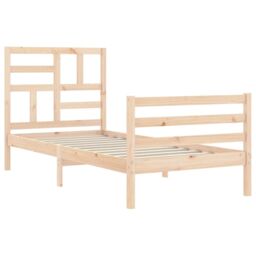 Berkfield Home Bed Frame with Headboard 100x200 cm Solid Wood in Brown - thumbnail 5