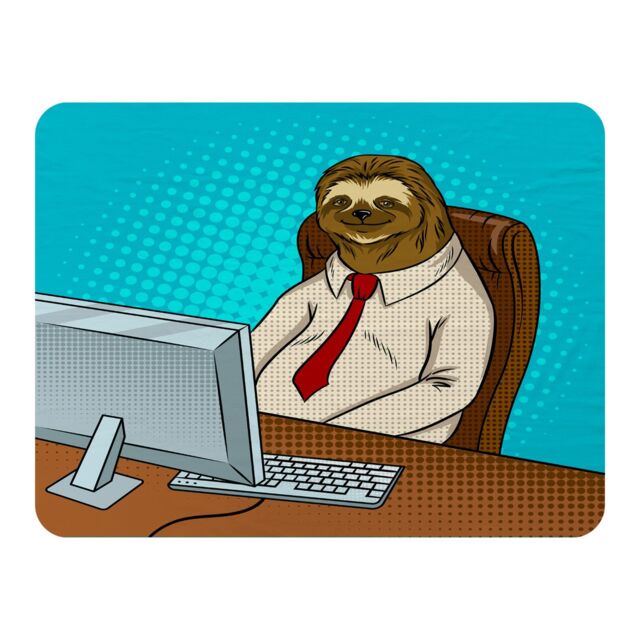 Benjamin Tate Design Sloth animal office worker pop art retro Designer Blanket in Natural - Size: 120 cm x 150 cm - image 1