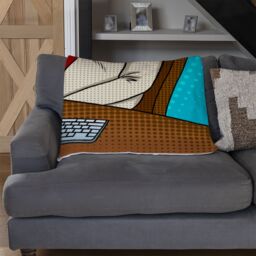 Benjamin Tate Design Sloth animal office worker pop art retro Designer Blanket in Natural - Size: 120 cm x 150 cm - thumbnail 2