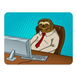 Benjamin Tate Design Sloth animal office worker pop art retro Designer Blanket in Natural - Size: 120 cm x 150 cm - thumbnail 1