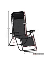 Home Discount Garden Vida Reclined Zero Gravity Chairs Set - 2 UKFR Fabric Furniture in Black - thumbnail 2