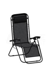Home Discount Garden Vida Reclined Zero Gravity Chairs Set - 2 UKFR Fabric Furniture in Black - thumbnail 6