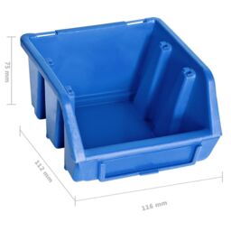 Berkfield Home 96 Piece Storage Bin Kit with Wall Panels Blue & Black - thumbnail 5