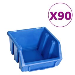 Berkfield Home 96 Piece Storage Bin Kit with Wall Panels Blue & Black - thumbnail 2