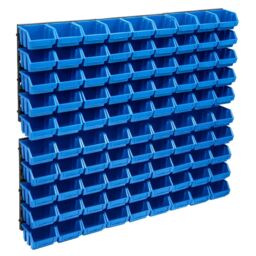 Berkfield Home 96 Piece Storage Bin Kit with Wall Panels Blue & Black