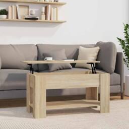 Berkfield Home Coffee Table Sonoma Oak 101x49x52 cm Engineered Wood in Light Tan - Size: 101 x 49 x 52 cm - thumbnail 2