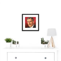 Artery8 Timym Portrait UK War Secretary Anthony Eden Painting 8X8 Inch Square Wooden Framed Wall Art Print Picture with Mount in Black - thumbnail 2