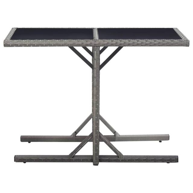 Berkfield Home Garden Table Anthracite 110x53x72 cm Glass & Poly Rattan in Grey - Size: 110 x 53 x 72 cm - image 1