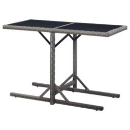 Berkfield Home Garden Table Anthracite 110x53x72 cm Glass & Poly Rattan in Grey - Size: 110 x 53 x 72 cm - thumbnail 4